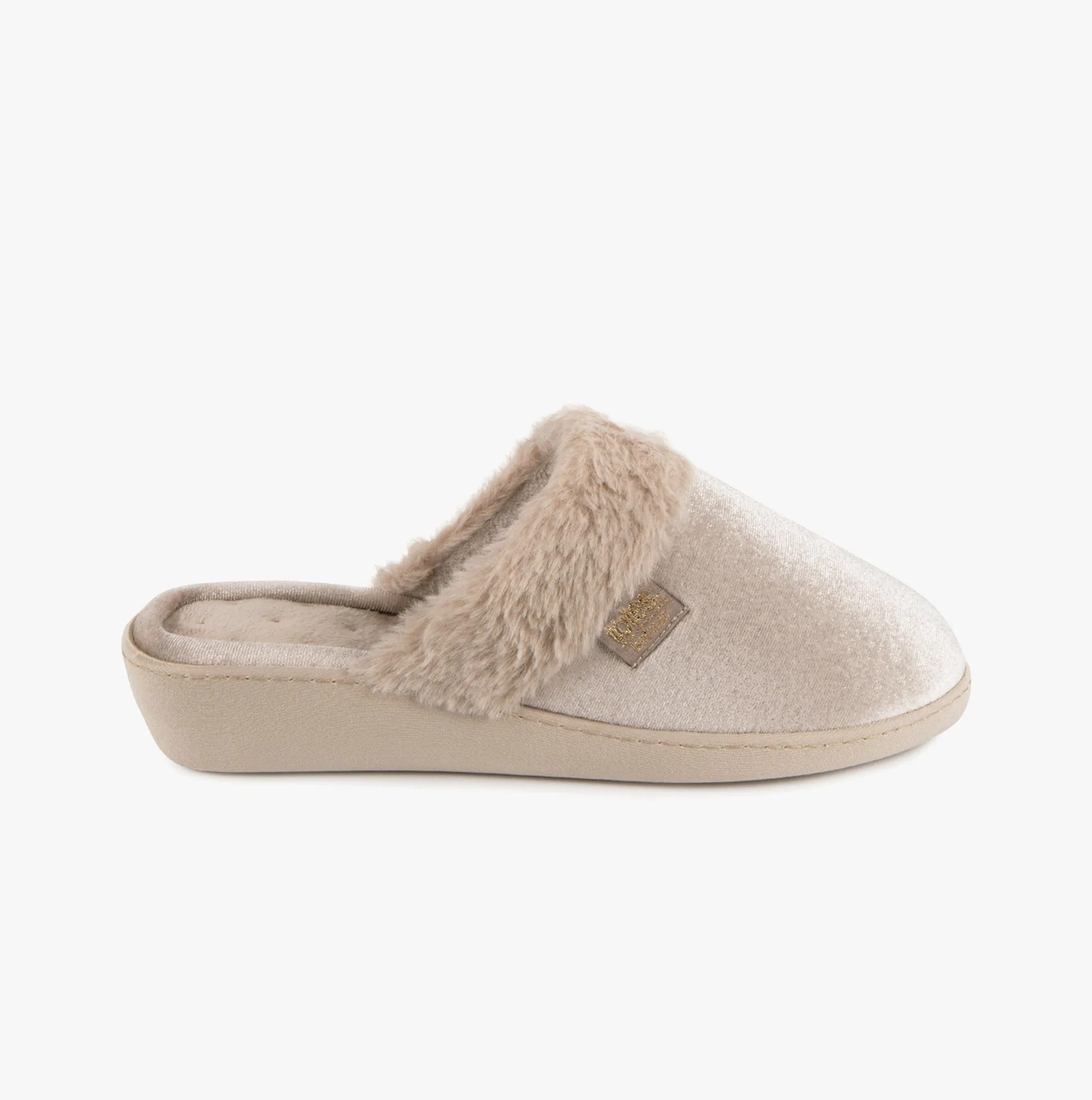 SPARKLE VELOUR HEELED MULE Womens Mule Slippers Mink sold by House of Slippers product image thumbnail 3