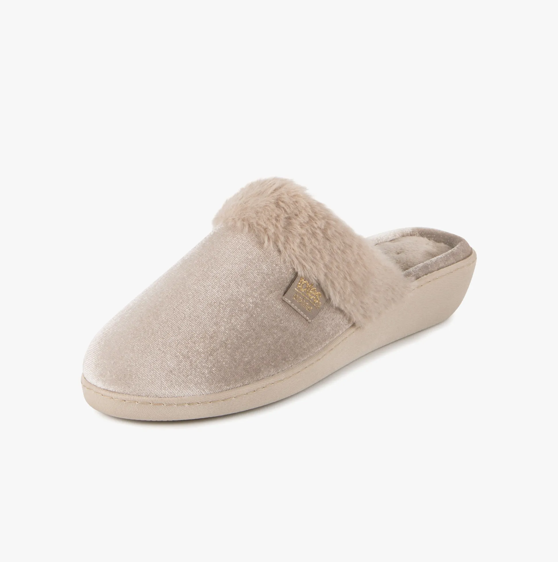 SPARKLE VELOUR HEELED MULE Womens Mule Slippers Mink sold by House of Slippers product image thumbnail 5