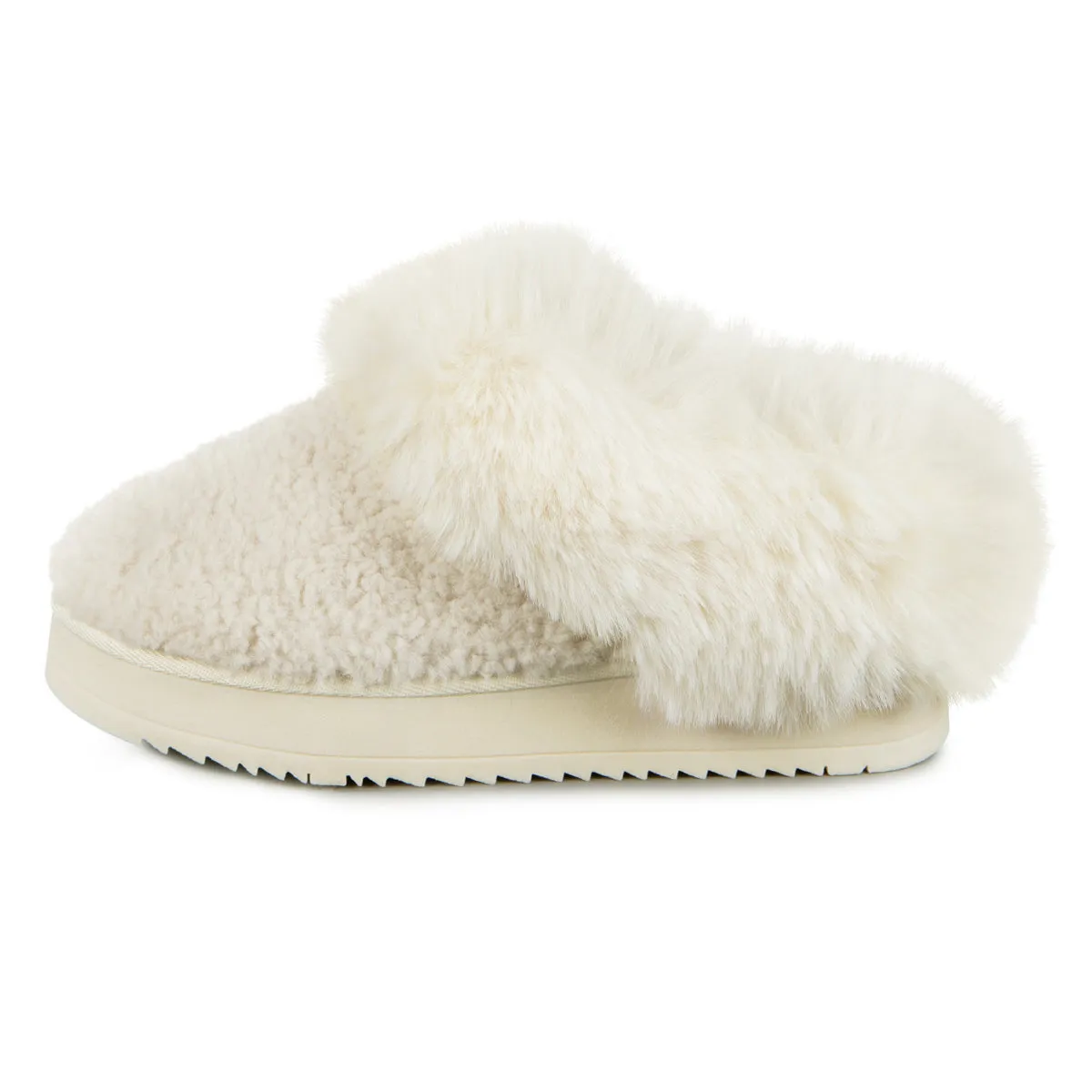 TEXTURED MULE ON CHUNKY SOLE Womens Mule Slippers Cream sold by House of Slippers product image thumbnail 5