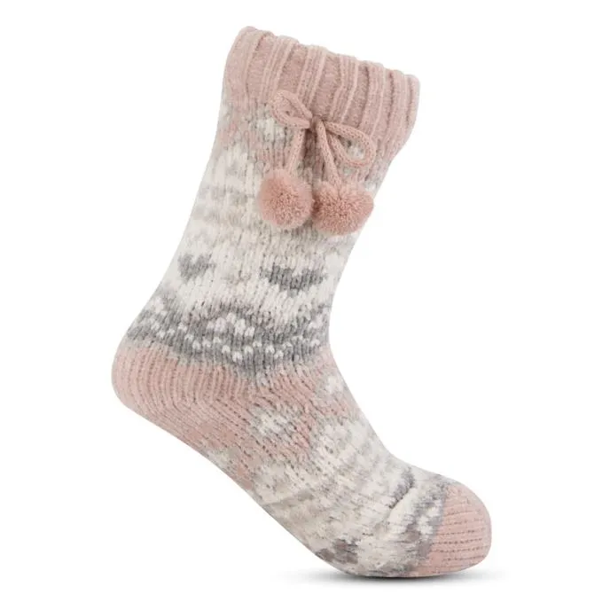 FAIR ISLE Chenille Womens Socks Pink Fairisle sold by House of Slippers