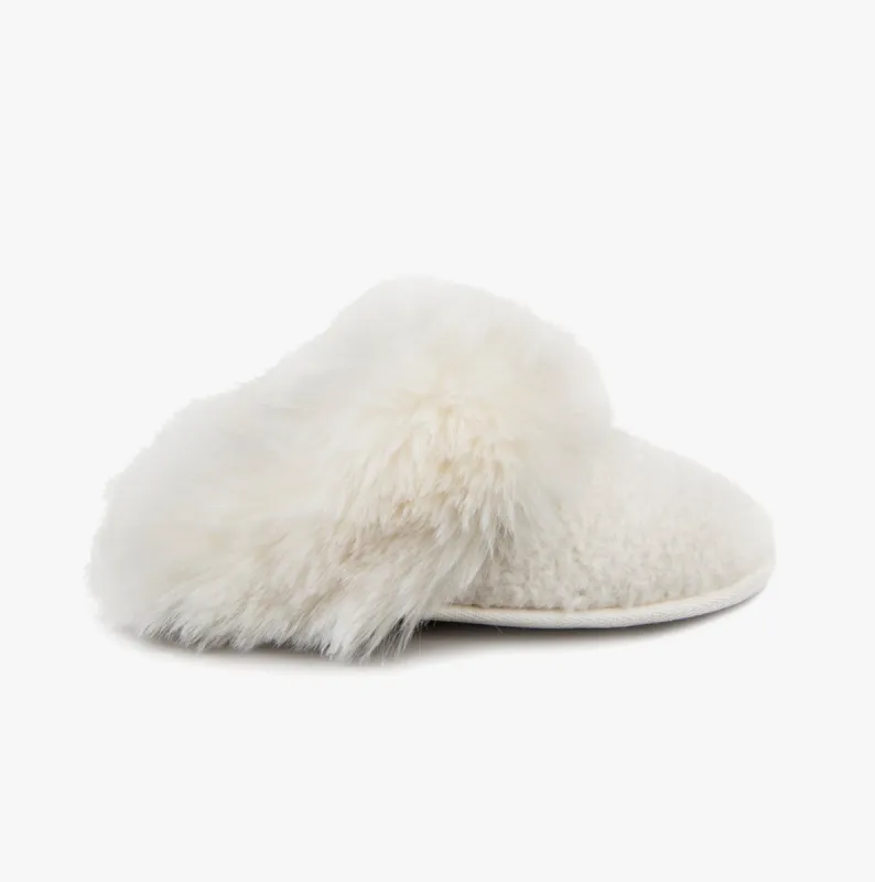 Totes Toasties TEXTURED SPARKLE FAUX FUR MULE Slippers Womens Cream sold by House of Slippers