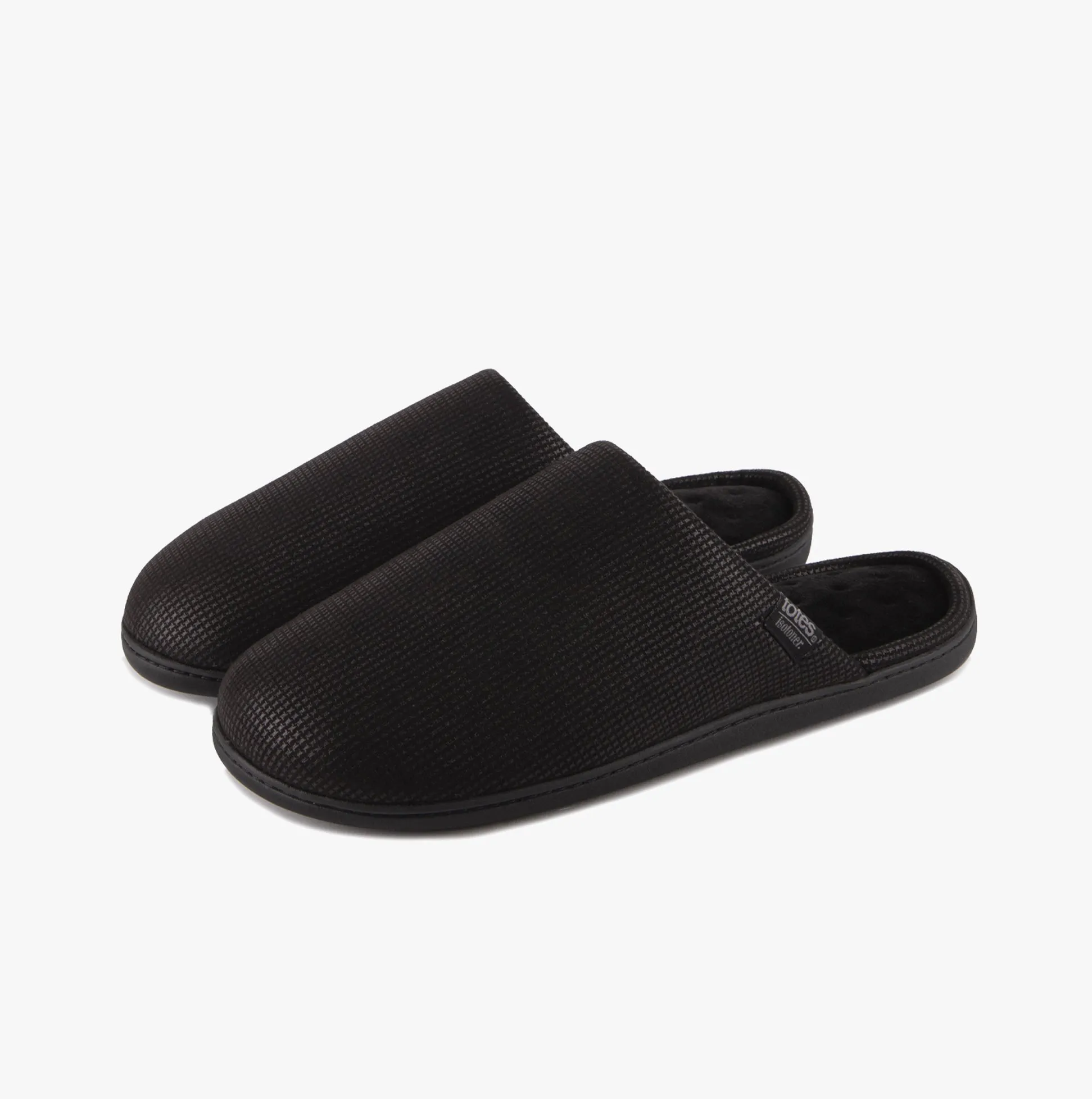 Totes Isotoner SQUARE PATTERNED SMART MULE Mens Mule Slippers Black sold by House of Slippers product image thumbnail 5