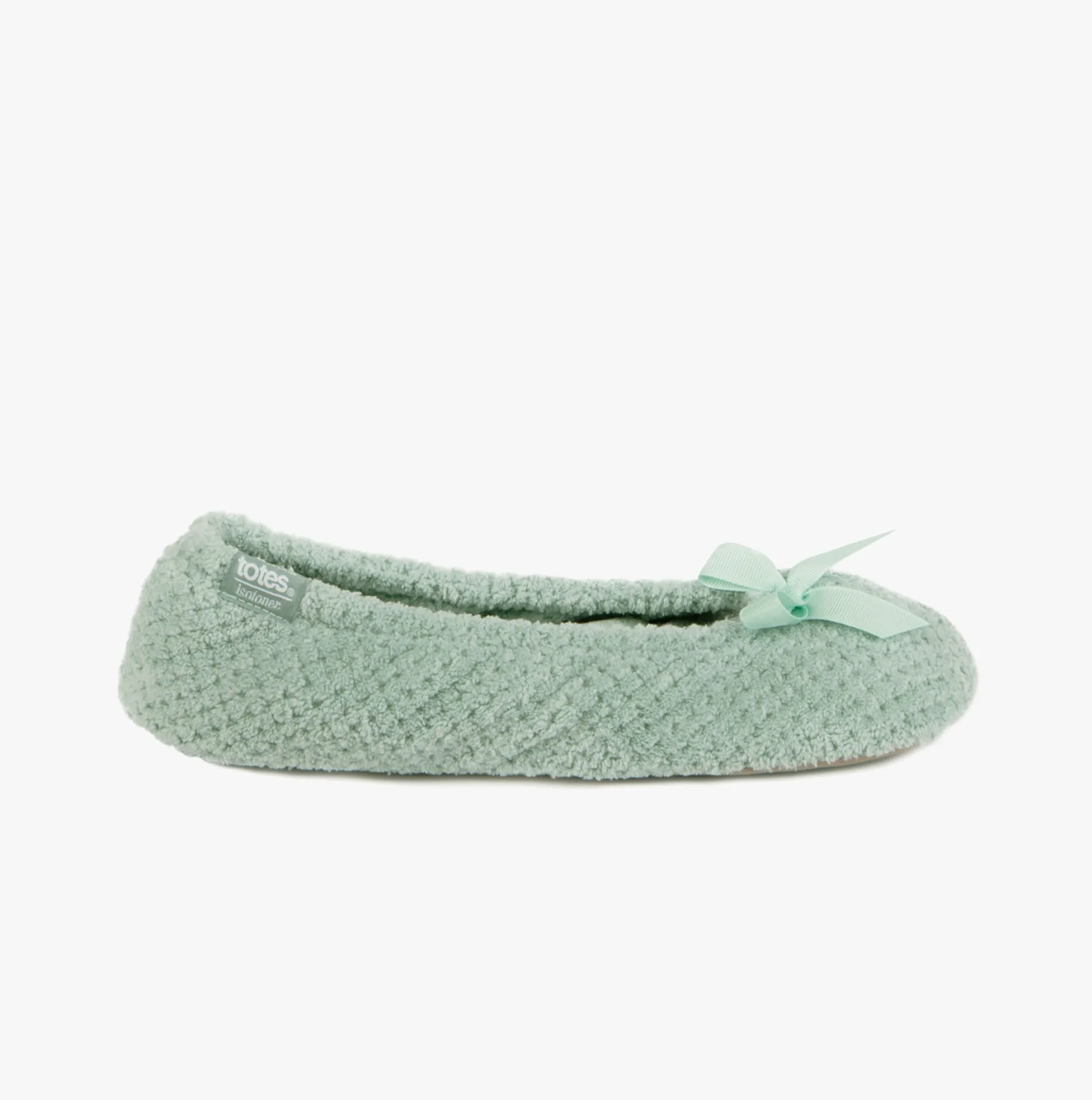 Totes Isotoner POPCORN TERRY BALLET Womens Ballet Slippers Mint sold by House of Slippers
