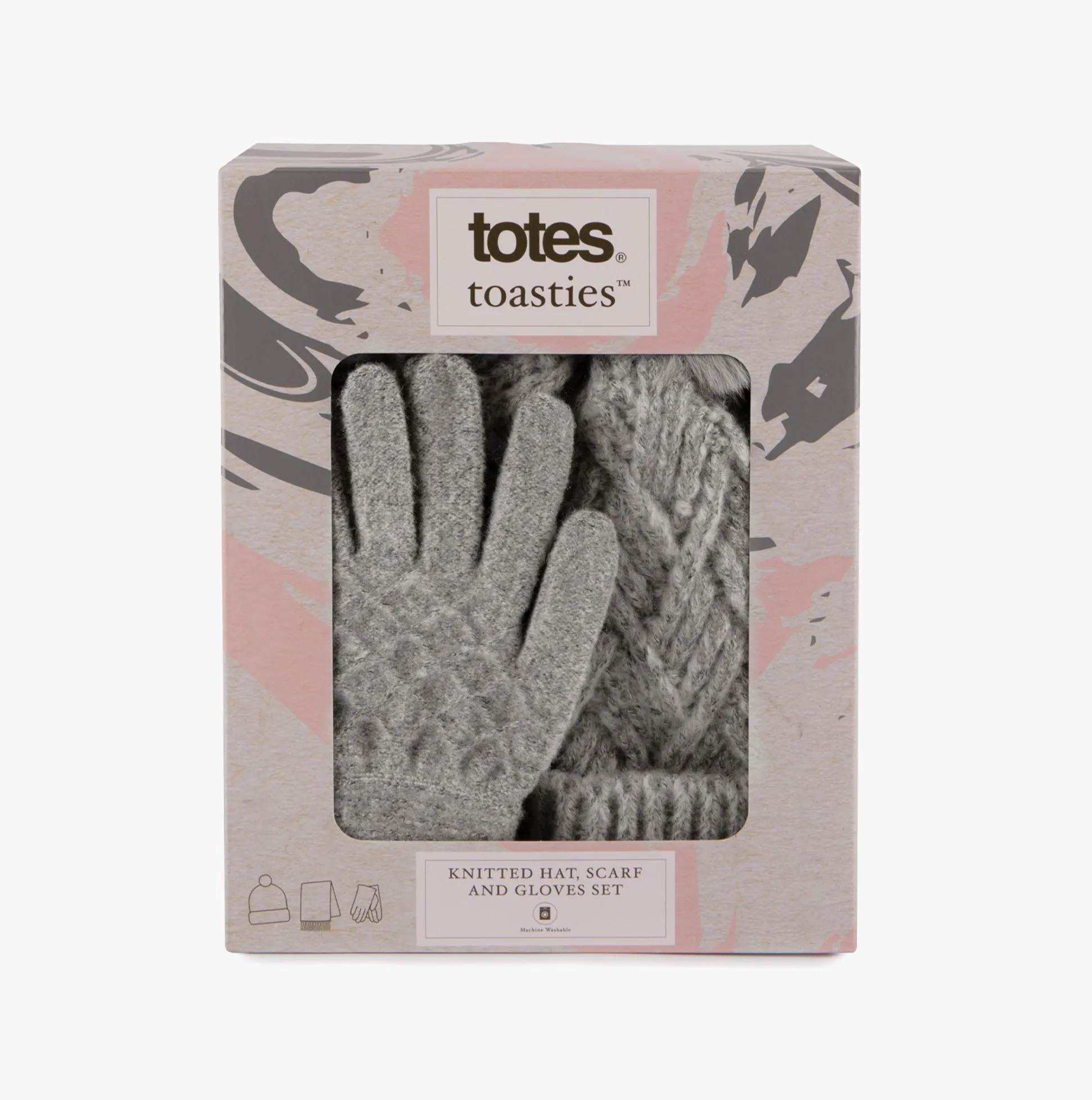 KNITTED HAT SCARF & MITTEN GIFT SET Womens Grey sold by House of Slippers product image thumbnail 3