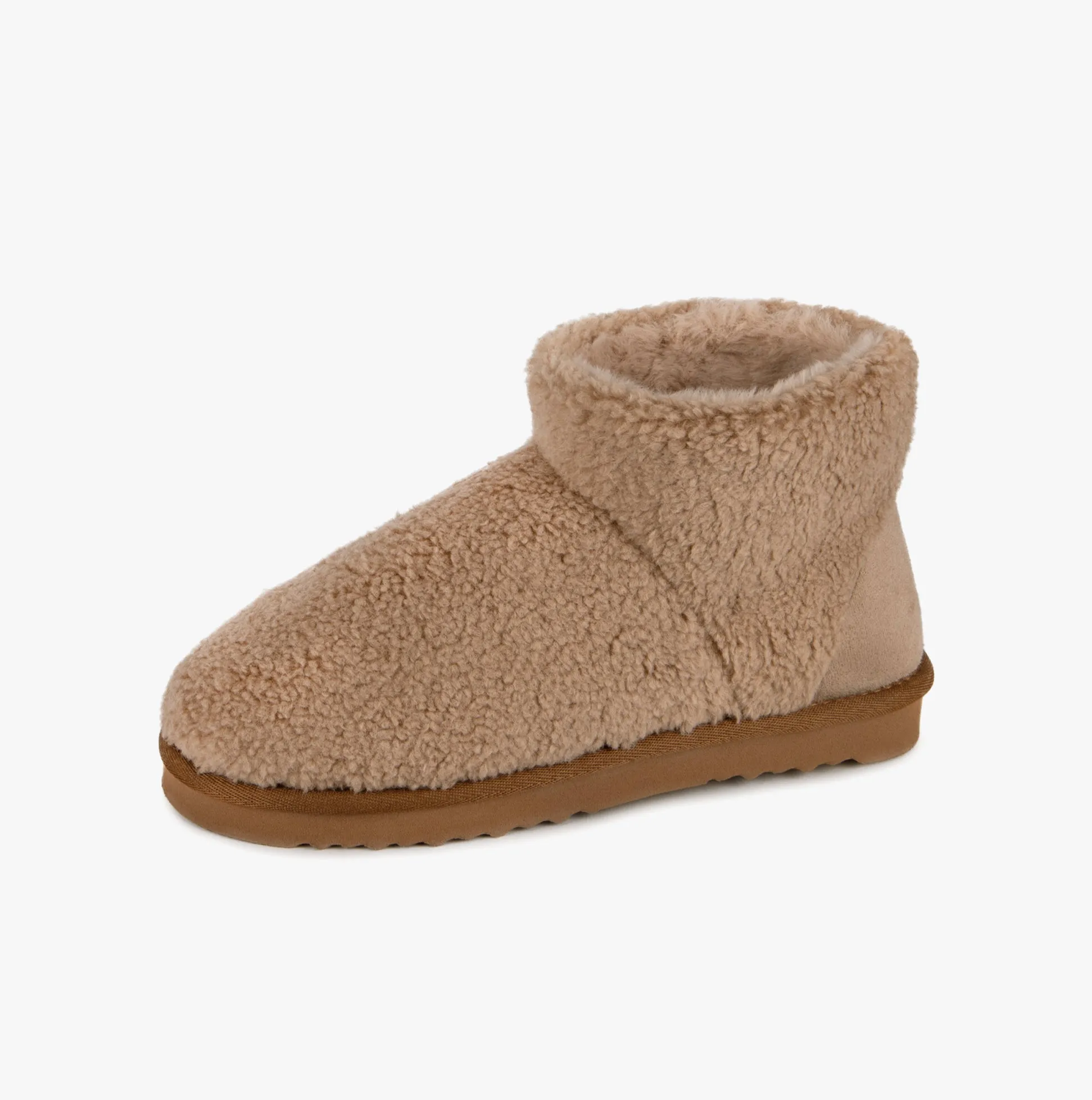 Totes Isotoner CURLY FUR BOOT Womens Bootie Slippers Natural sold by House of Slippers product image thumbnail 2