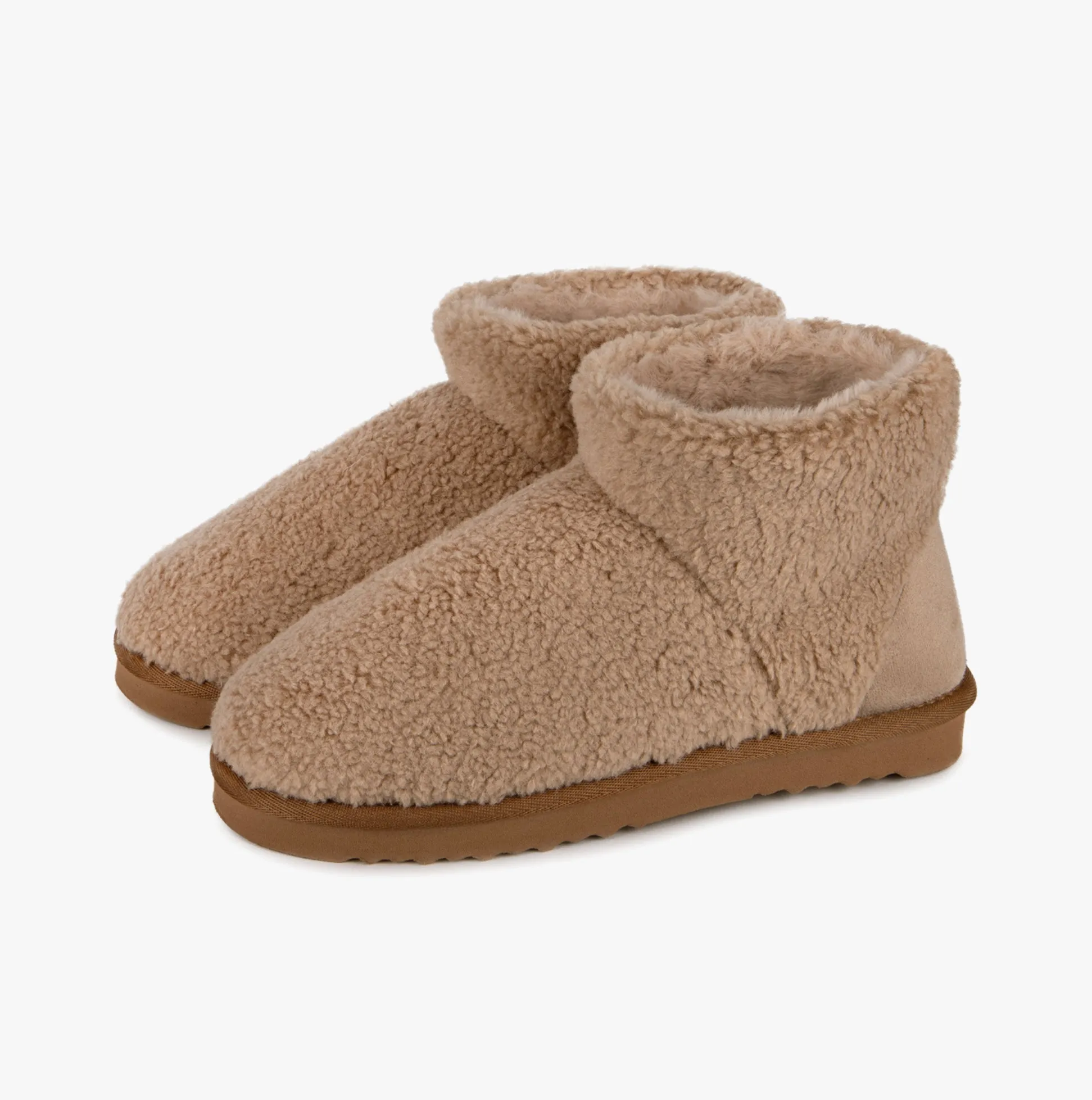 Totes Isotoner CURLY FUR BOOT Womens Bootie Slippers Natural sold by House of Slippers product image thumbnail 3