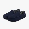TEXTURED MOCC WITH STRIPE LINING Mens Moccasin Slippers Navy sold by House of Slippers