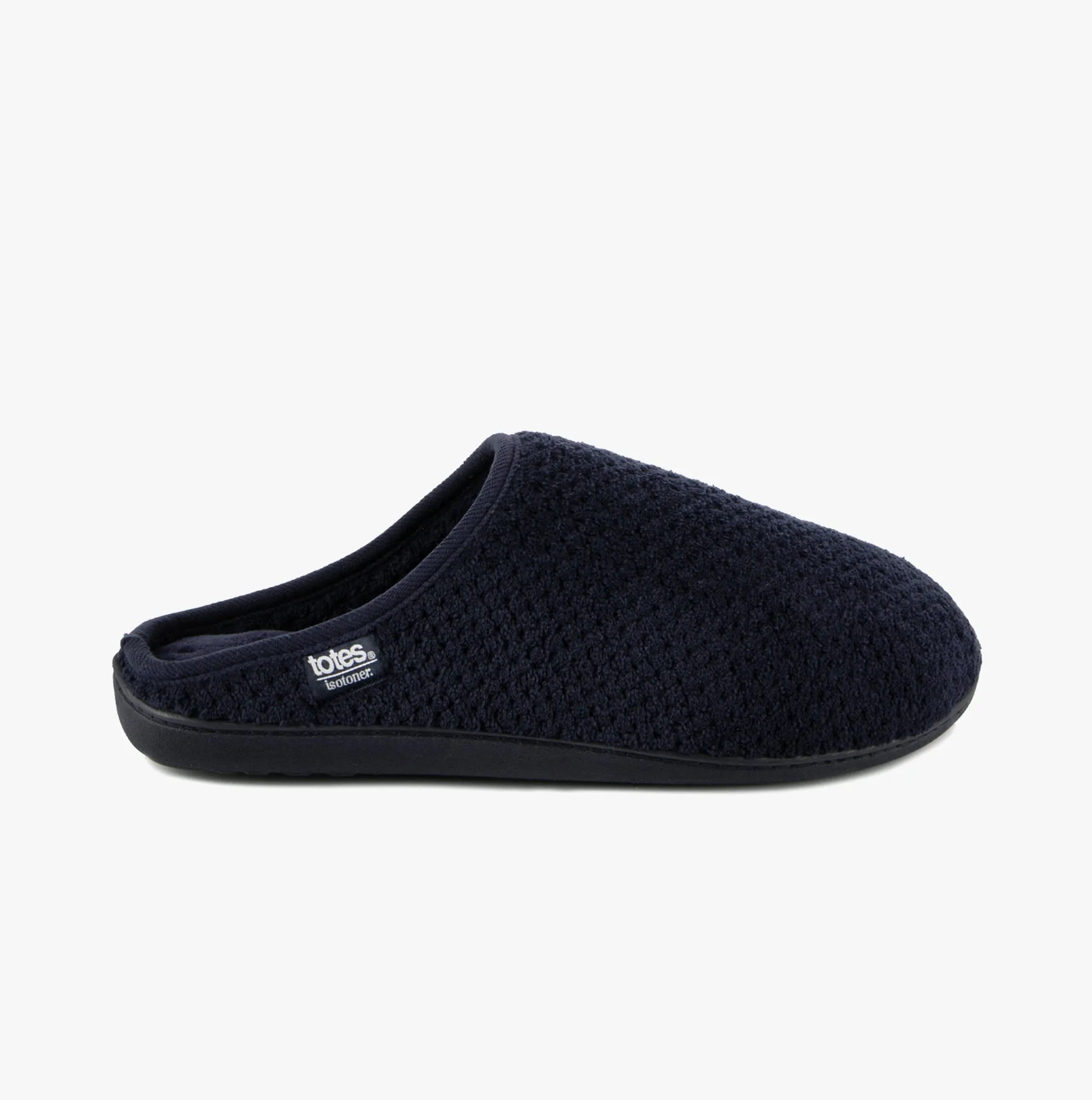 Totes Isotoner SWEPT BACK POPCORN MULE Mens Mule Slippers Navy sold by House of Slippers