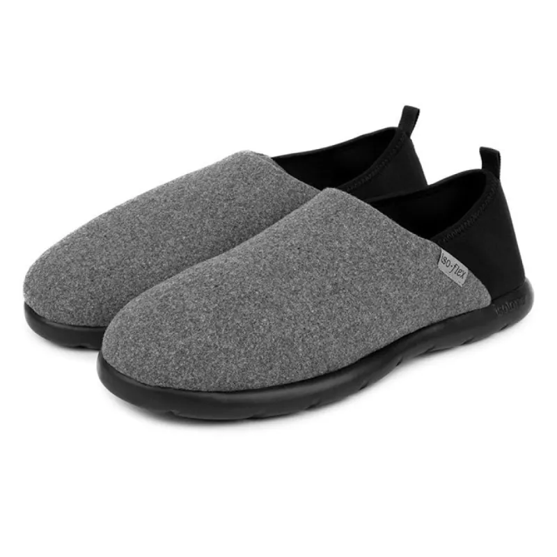 Totes Isotoner ISOFLEX FELT FULL BACK Mens Full Back Slippers Grey/Black sold by House of Slippers