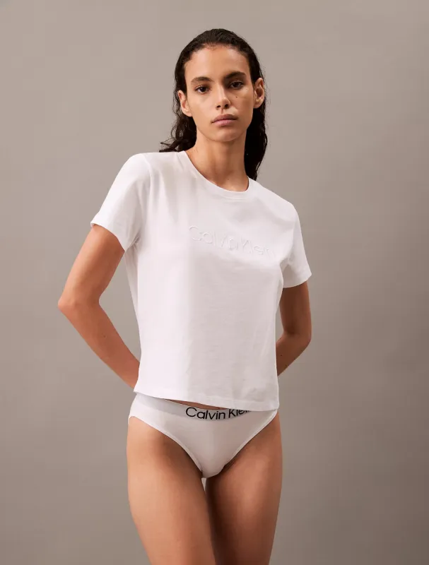 Calvin Klein COTTON TEES Womens T Shirt White sold by House of Slippers