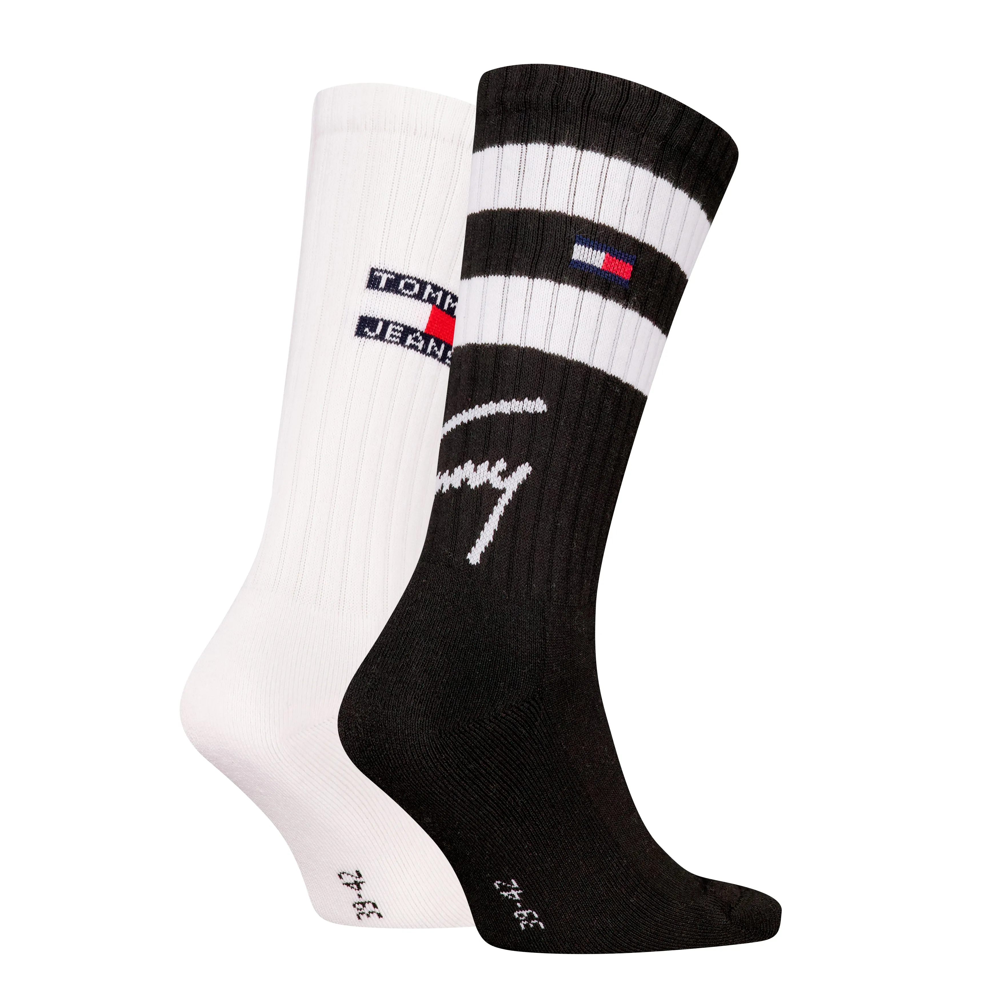 Tommy Hilfiger 2 Pack Trainer Signature Mens Crew Socks Black sold by House of Slippers product image thumbnail 2