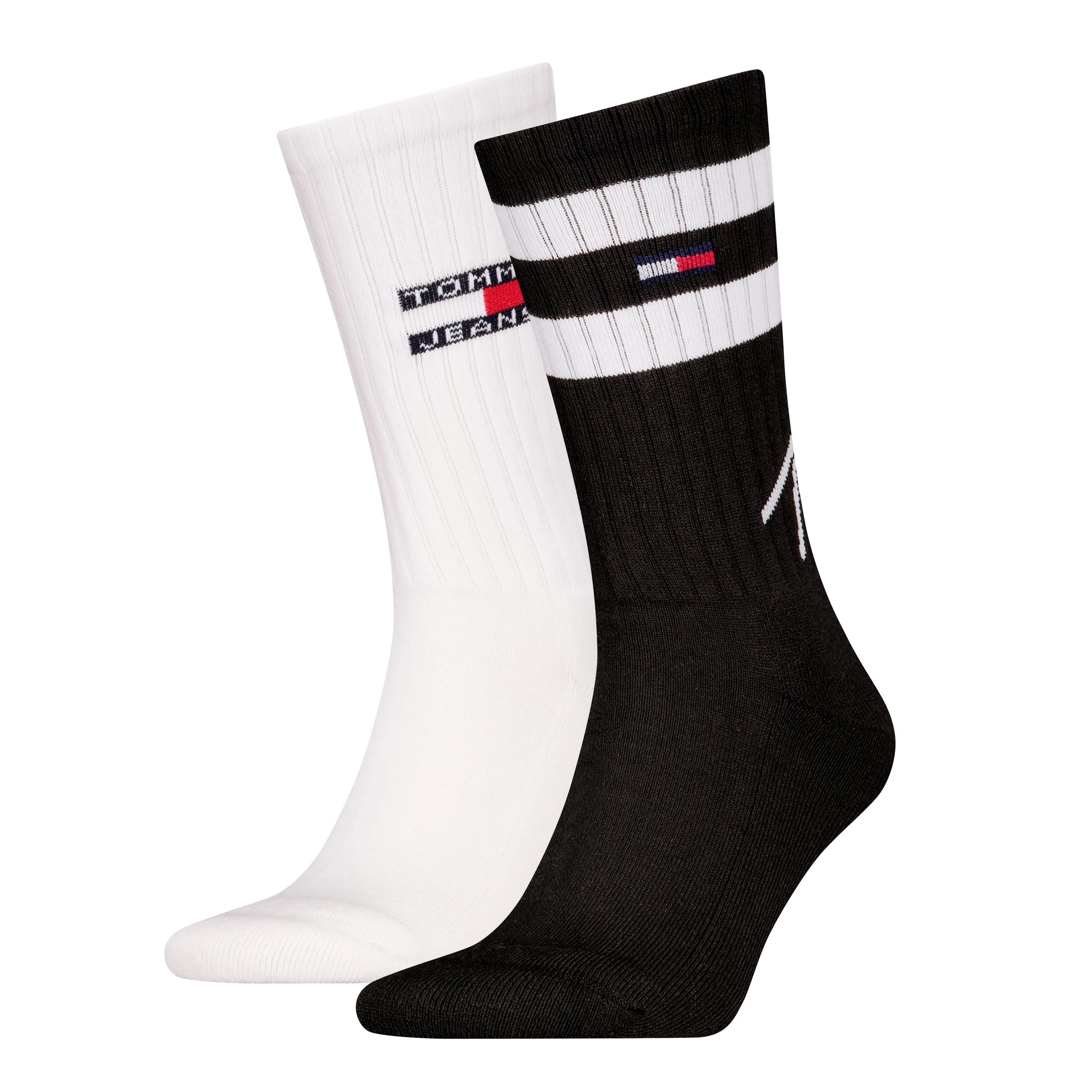 Tommy Hilfiger 2 Pack Trainer Signature Mens Crew Socks Black sold by House of Slippers