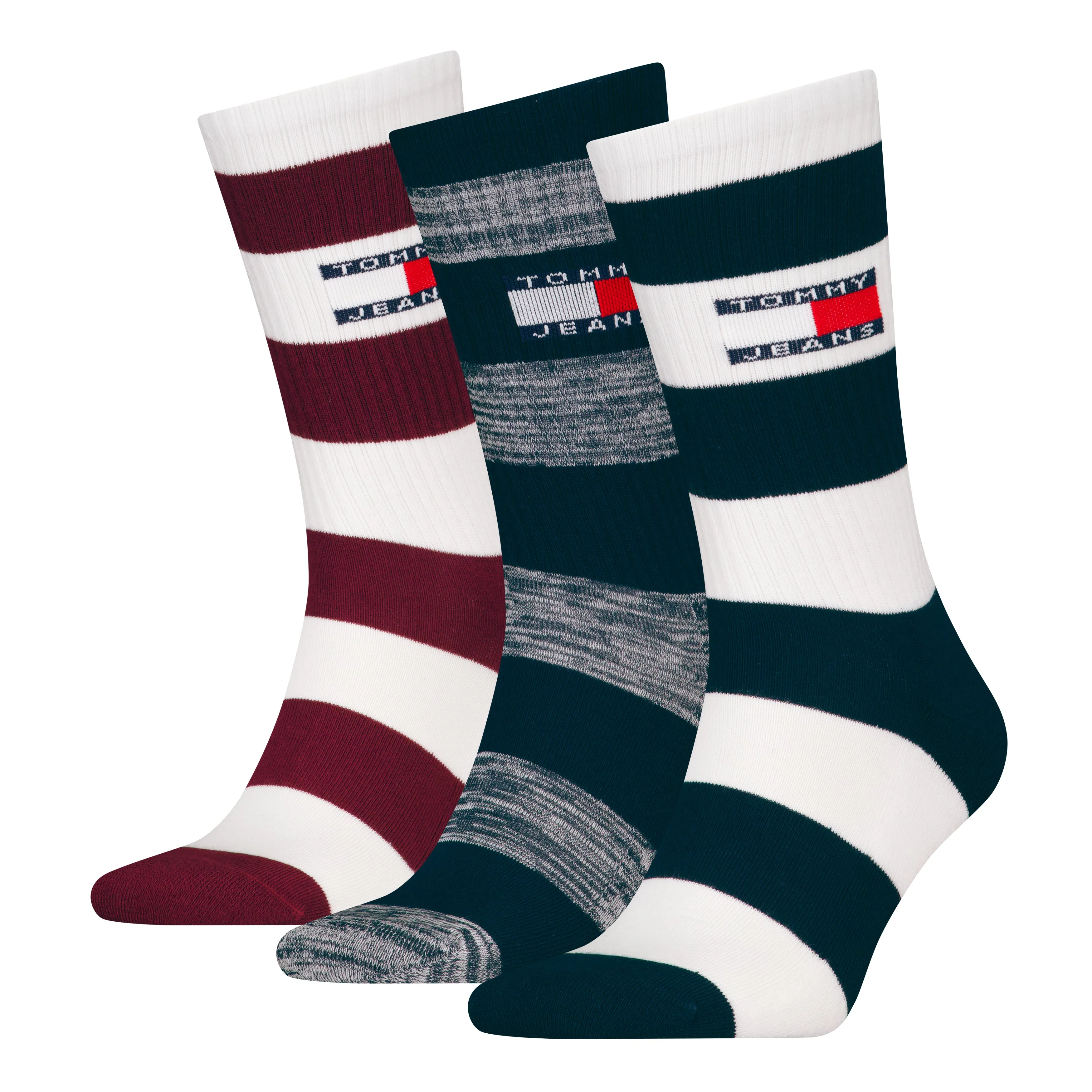 Tommy Hilfiger 3 Pack Trainer Stripe Mens Crew Socks Multi sold by House of Slippers