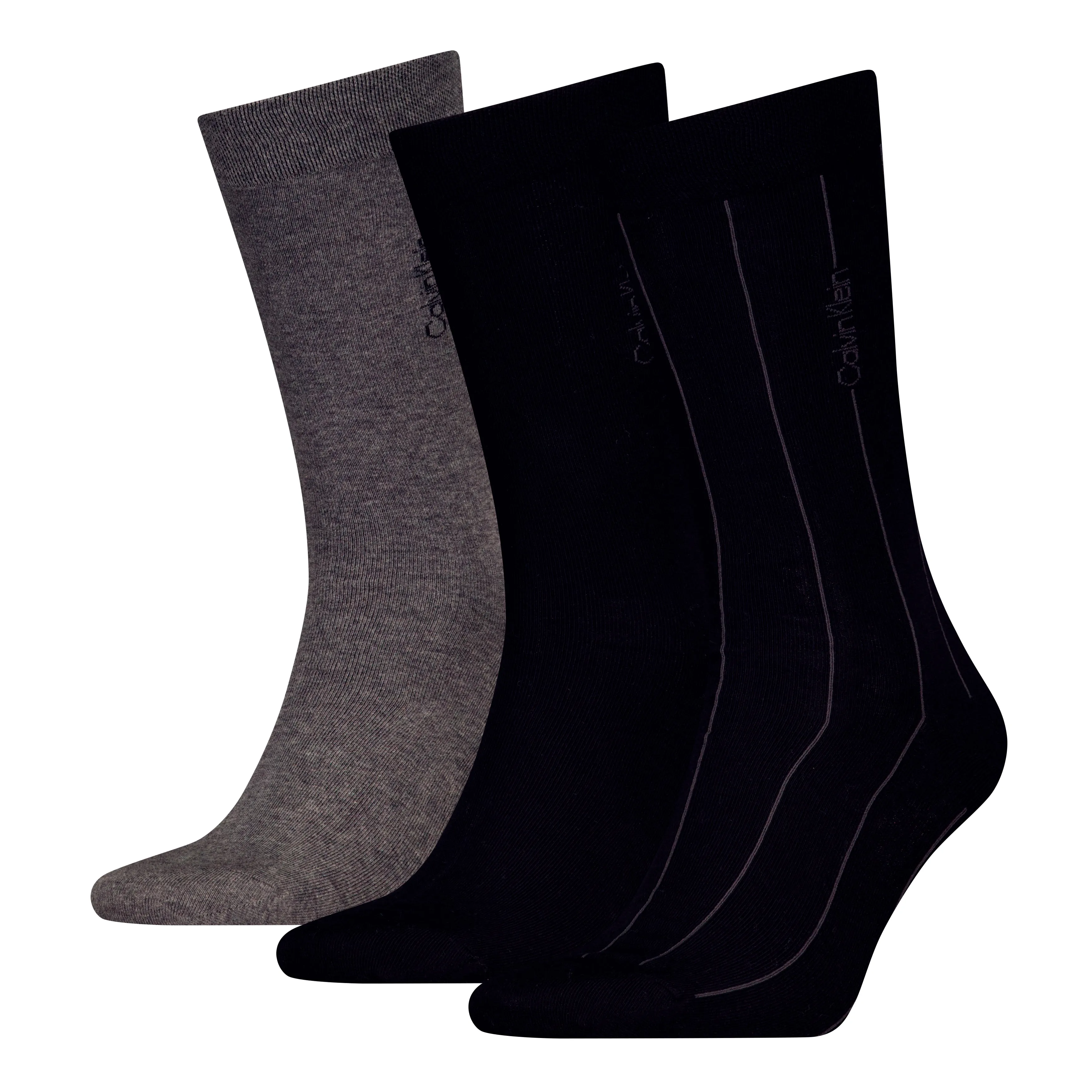 Calvin Klein 3 Pack Giftboxed Classic Mens Crew Socks Black/Grey sold by House of Slippers