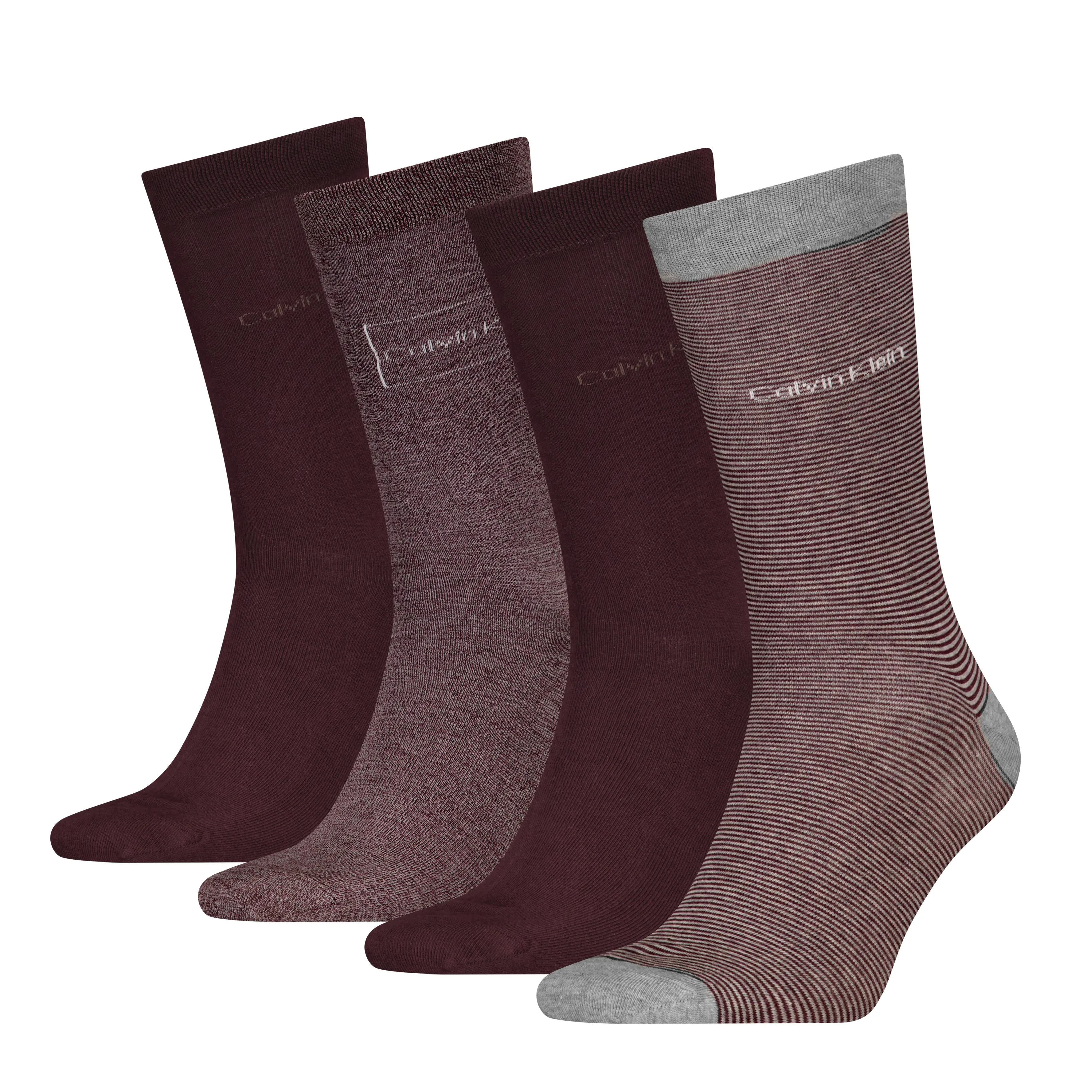 Calvin Klein 4 Pack Giftboxed Classic Mens Crew Socks Fudge/Grey Combo sold by House of Slippers