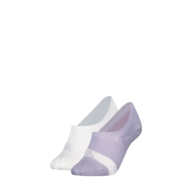 Calvin Klein 2 Pack Womens Invisible Socks Lilac/White sold by House of Slippers