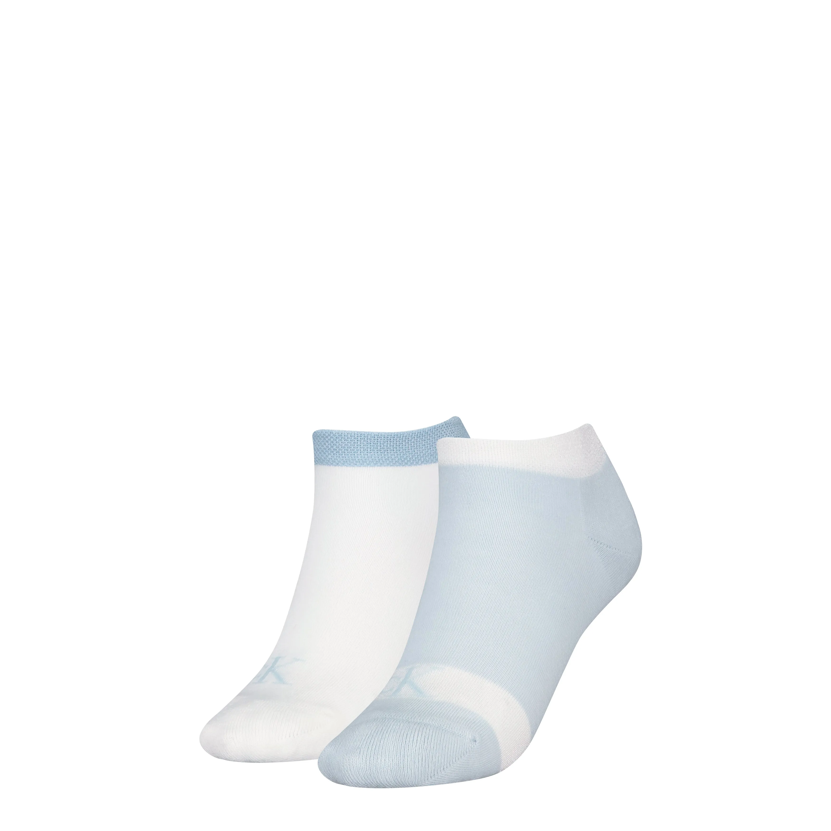 Calvin Klein 2 Pack Trainer Womens Ankle Socks Blue/White sold by House of Slippers