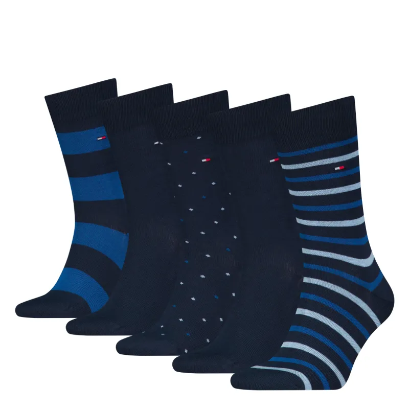 5 Pack Giftboxed Classic Mens Crew Socks Navy made by Tommy Hilfiger