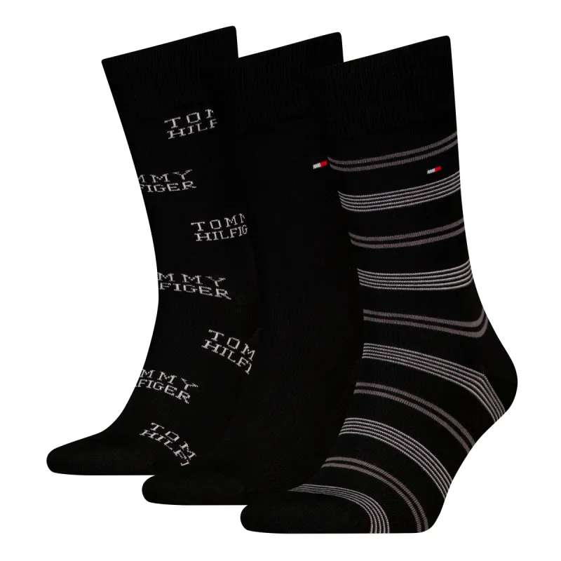 Tommy Hilfiger 3 Pack Giftboxed Classic Mens Crew Socks Black made by Tommy Hilfiger