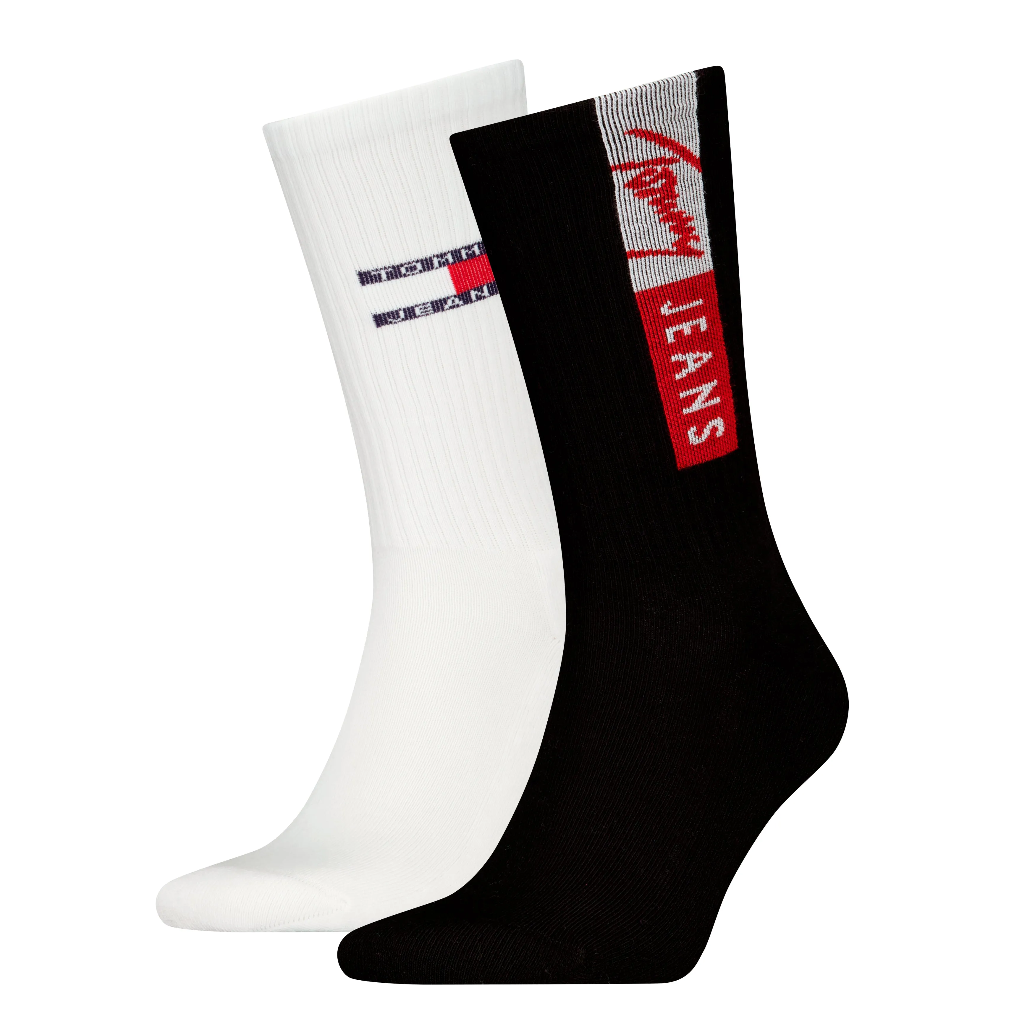 Tommy Hilfiger 2 Pack Flag Trainer Mens Crew Socks Black sold by House of Slippers