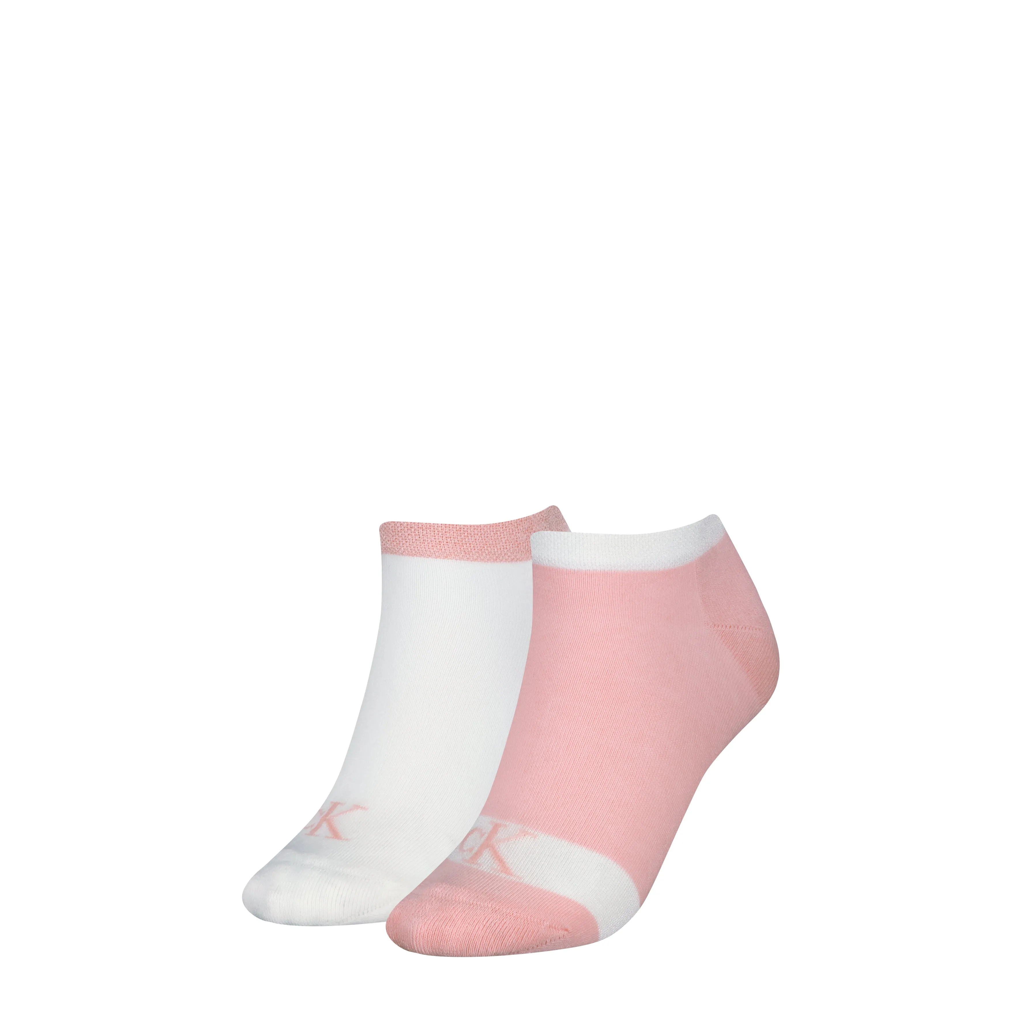 Calvin Klein 2 Pack Trainer Womens Ankle Socks Pink/White sold by House of Slippers