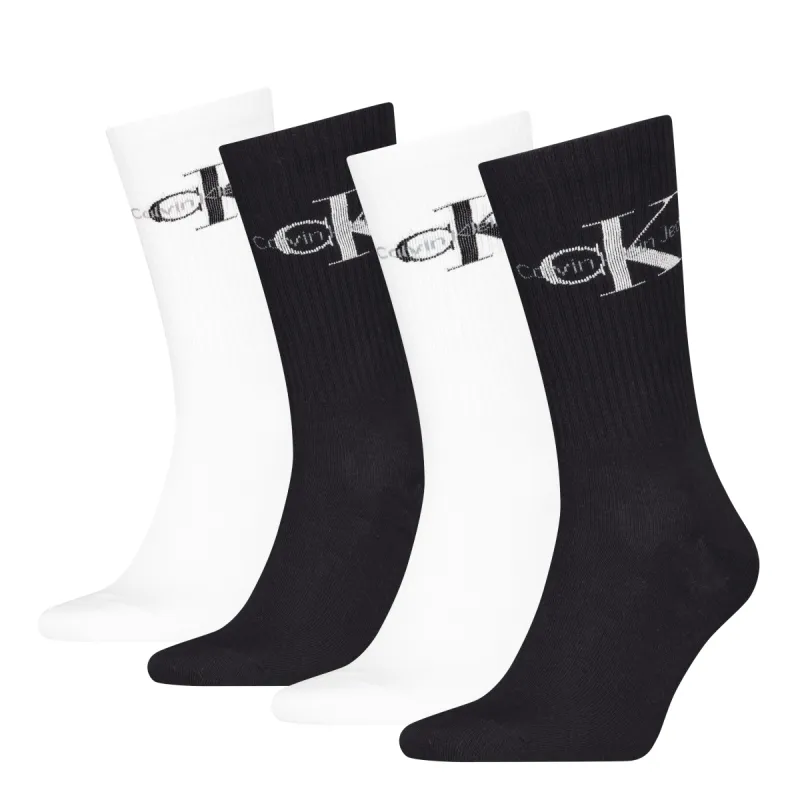 4 Pack Giftboxed Trainer Mens Crew Socks Black/White made by House of Slippers