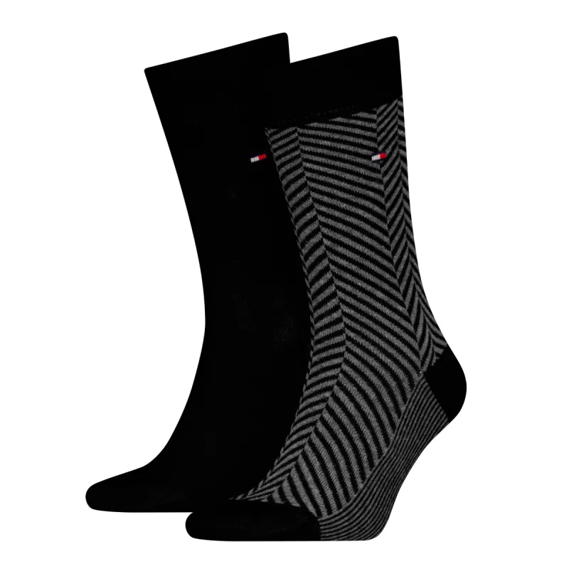Tommy Hilfiger 2 Pack Classic Mens Crew Socks Black/Grey made by Tommy Hilfiger