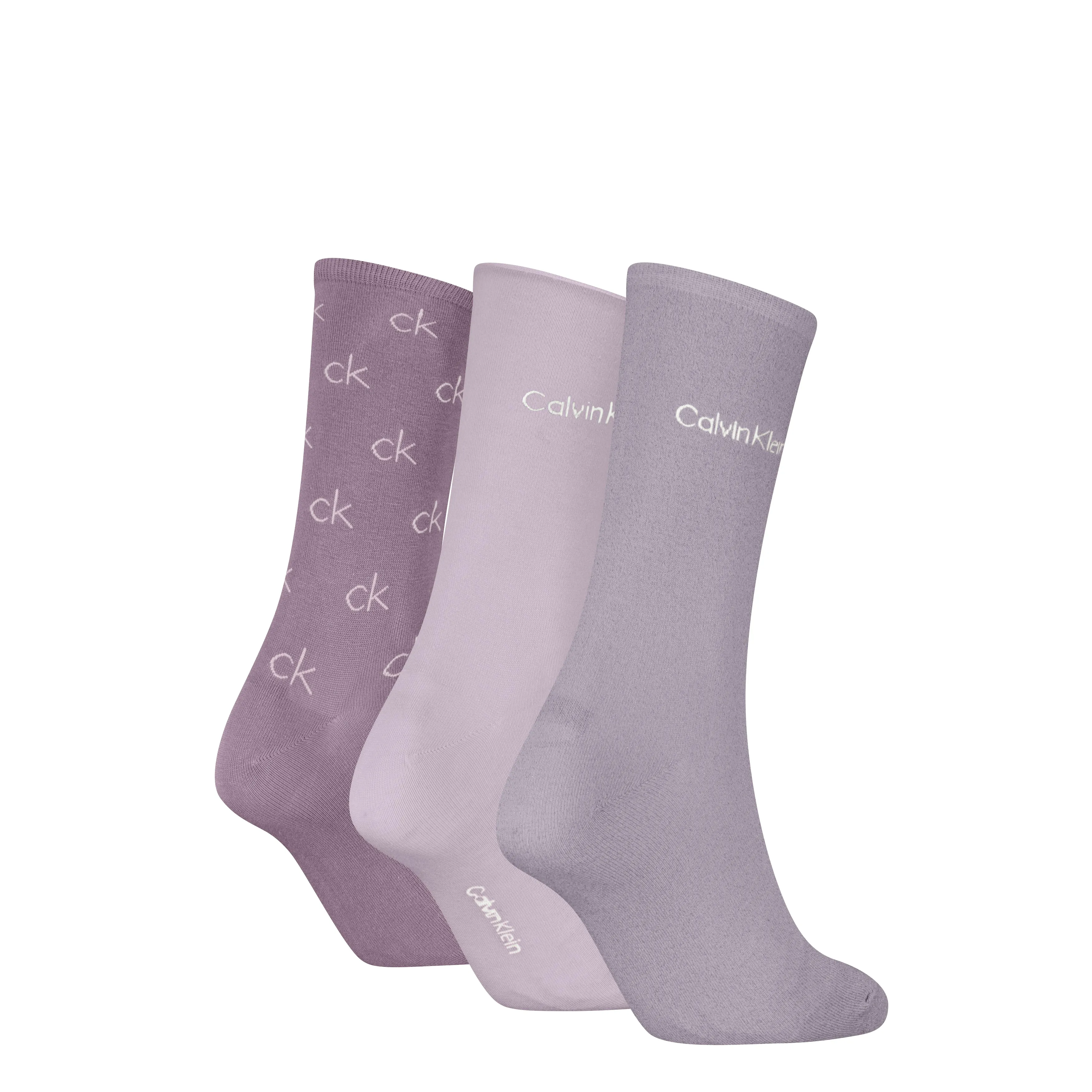 Calvin Klein 3 Pack Giftboxed Logo Womens Crew Socks Lilac Combo sold by House of Slippers product image thumbnail 4