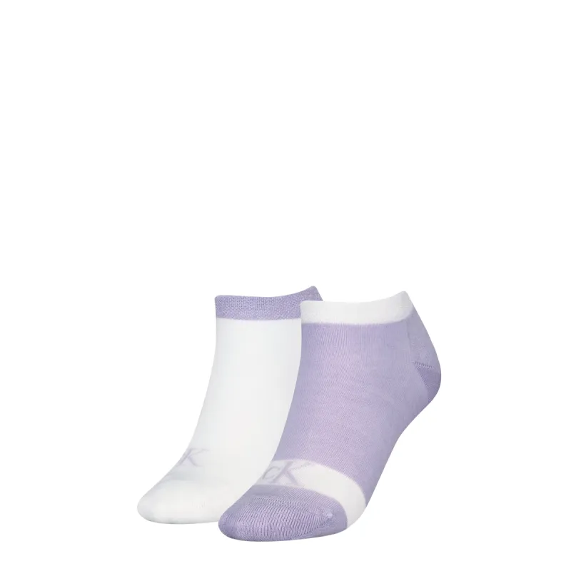 Calvin Klein 2 Pack Trainer Womens Ankle Socks Lilac/White sold by House of Slippers