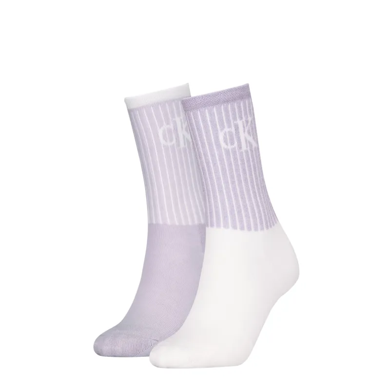 Calvin Klein 2 Pack Trainer Womens Crew Socks Lilac sold by House of Slippers