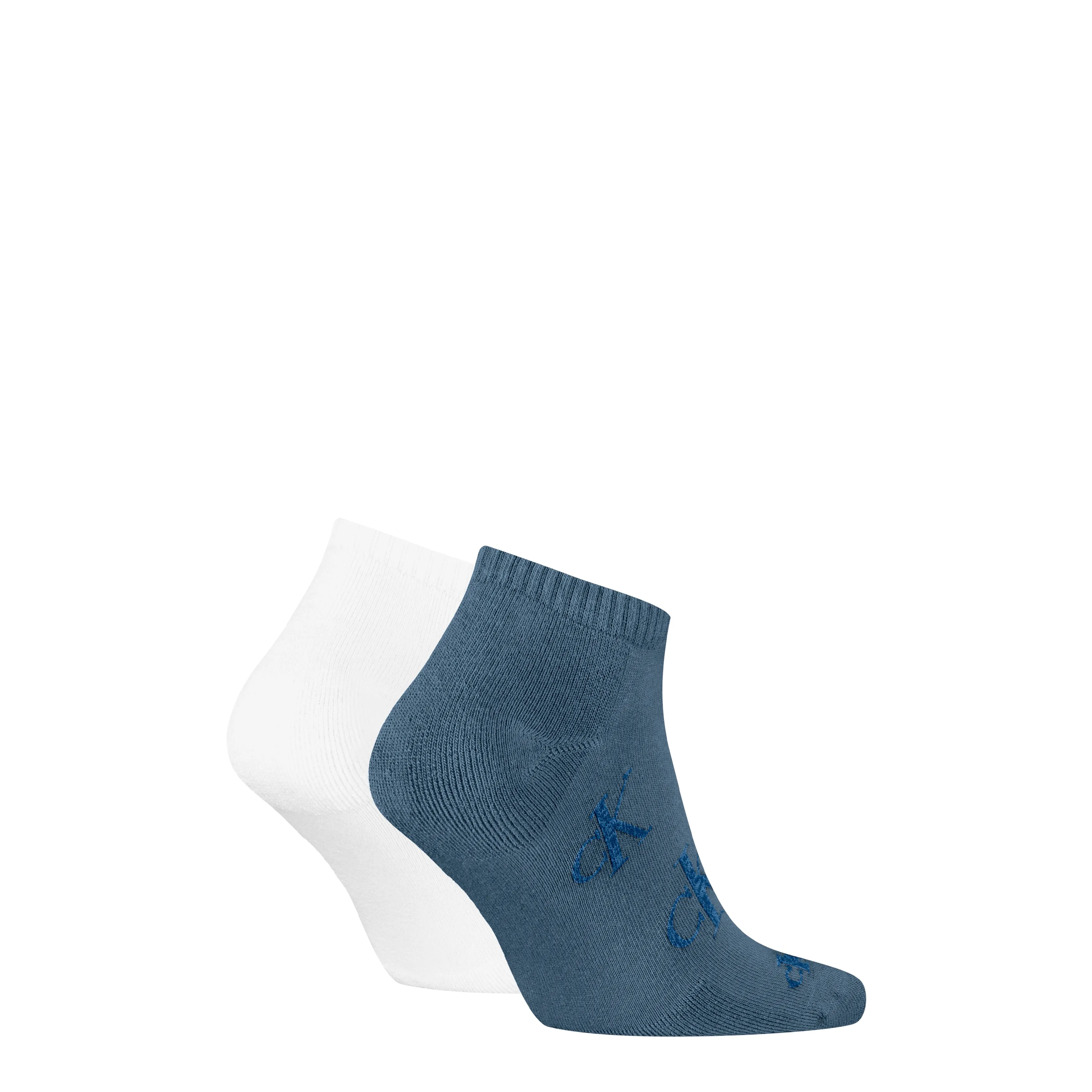 Calvin Klein 2 Pack Logo Trainer Mens Ankle Socks Blue/White sold by House of Slippers product image thumbnail 2
