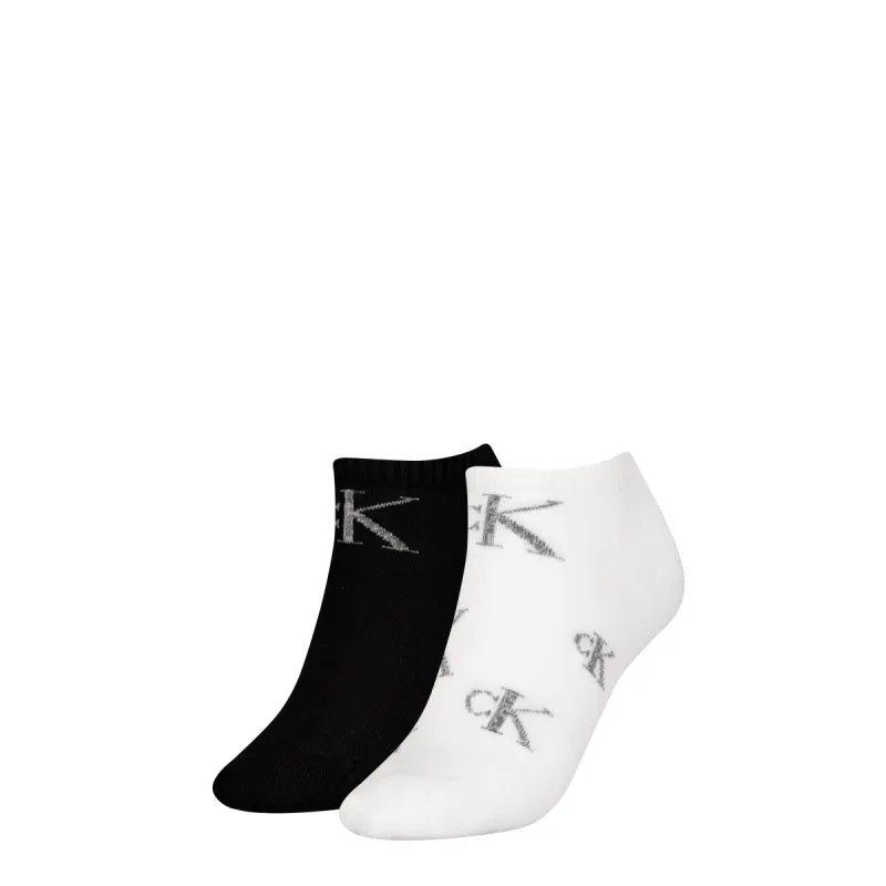 Calvin Klein 2 Pack Trainer Womens Ankle Socks White/Black sold by House of Slippers