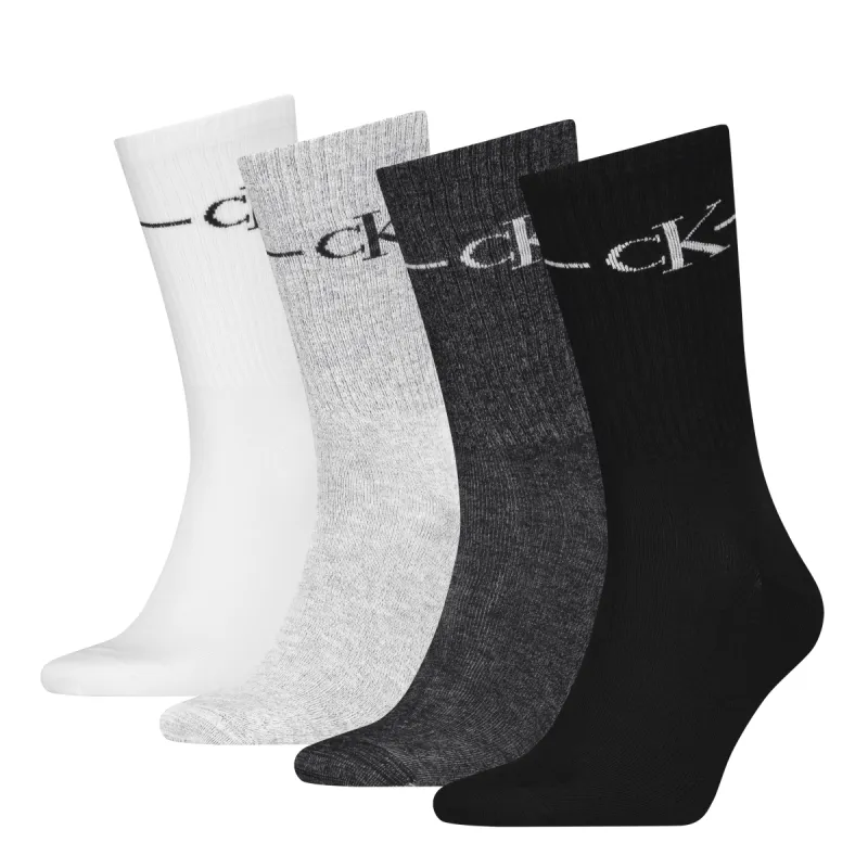 Calvin Klein 4 Pack Giftboxed Trainer Mens Crew Socks Black/White sold by House of Slippers