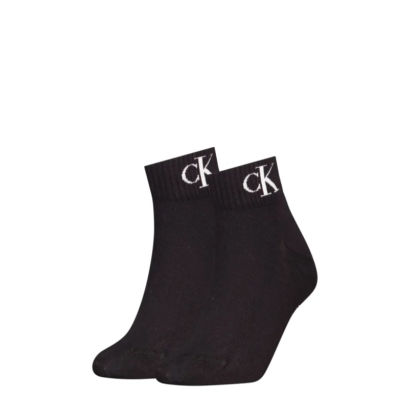 Calvin Klein 2 Pack Logo Trainer Womens Ankle Socks Black sold by House of Slippers