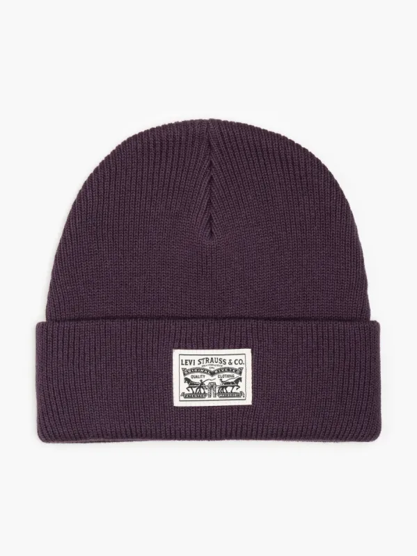 BACKPATCH BEANIE Womens Dark Purple sold by House of Slippers