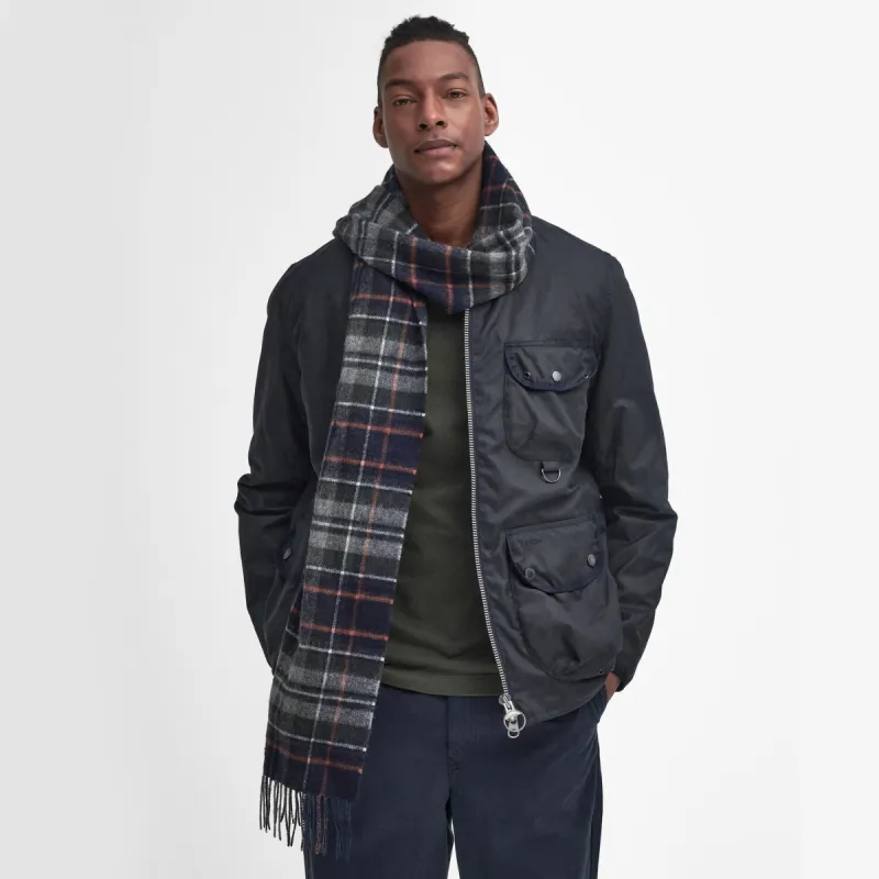 Barbour NEW CHECK Unisex Adults Tartan Scarf Navy/Dark Ginger sold by House of Slippers
