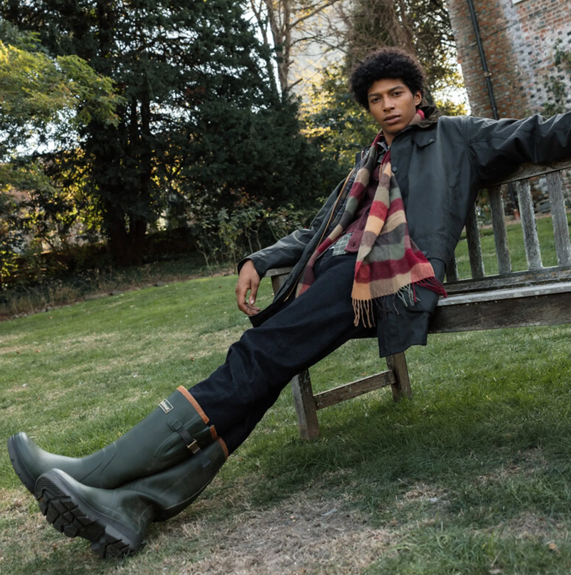 Barbour LAMBSWOOL TATTERSALL Scarf Unisex Adults Tawny Port sold by House of Slippers product image thumbnail 2