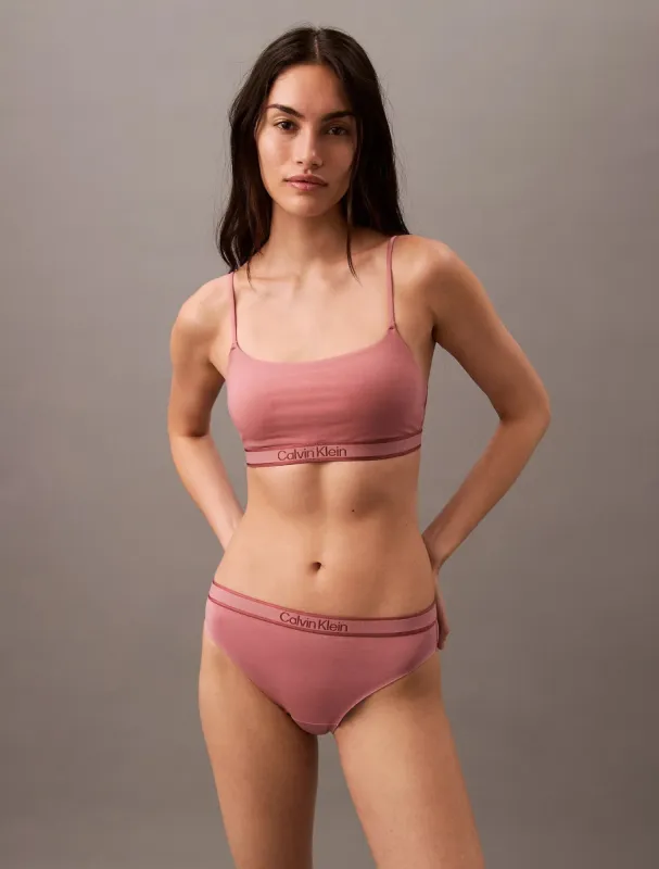 Calvin Klein TONAL LOGO COTTON Womens Bralette Red Grape W/ Apple Butter Logo sold by House of Slippers