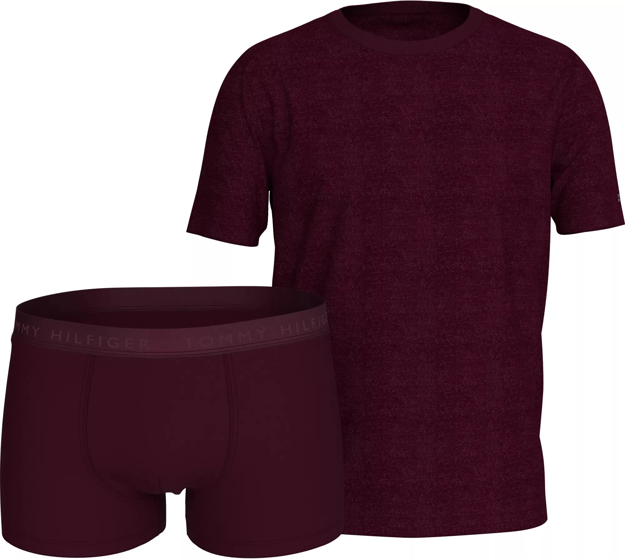 Tommy Hilfiger EVERYDAY LUXE Mens Trunk & Tee Deep Burg/Deep Burg sold by House of Slippers