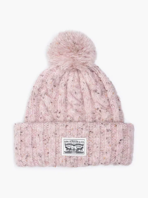 BACKPATCH POM BEANIE Womens Light Pink sold by House of Slippers