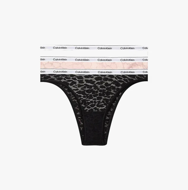 Calvin Klein ICON LACE 3 Pack Brazilian Briefs Womens Black/White/Subdued sold by House of Slippers