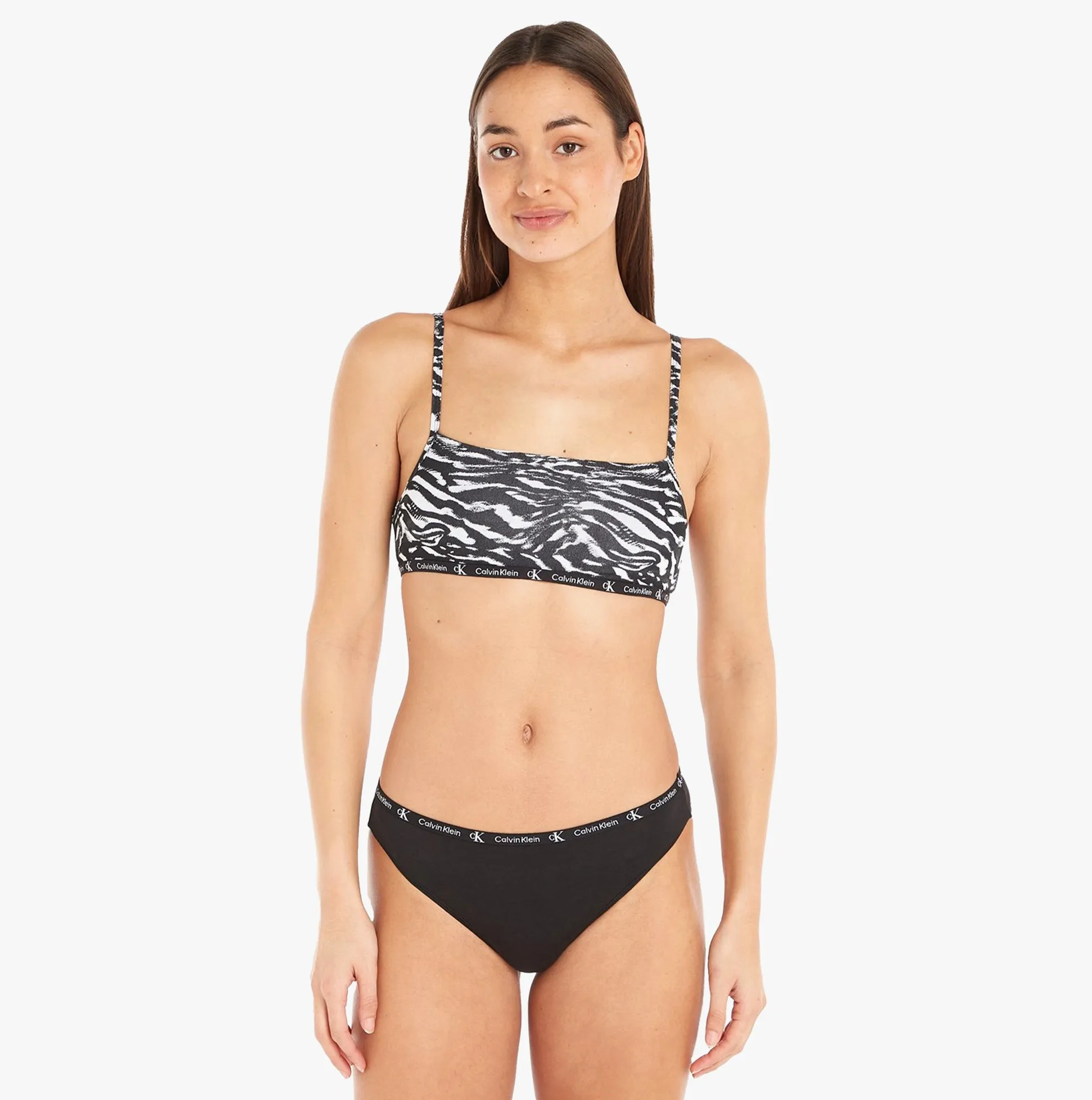 Calvin Klein 1996 COTTON 2 Pack Unlined Bralette Womens Black/Tiger Print sold by House of Slippers product image thumbnail 2