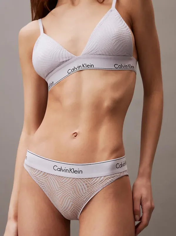 Calvin Klein MODERN LACE Lightly Lined Triangle Bra Womens Lavender Blue sold by House of Slippers