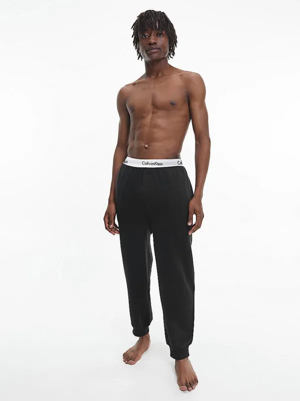 MODERN COTTON LOUNGE Joggers Mens Black sold by House of Slippers