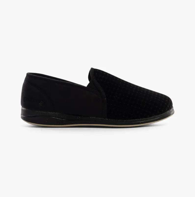 ALBERT Mens Moccasin Slippers Black Check sold by House of Slippers