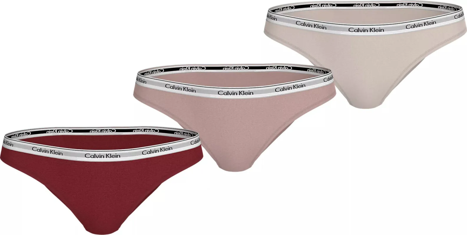 Calvin Klein MODERN LOGO Womens 3 Pack Bikinis Multicoloured sold by House of Slippers