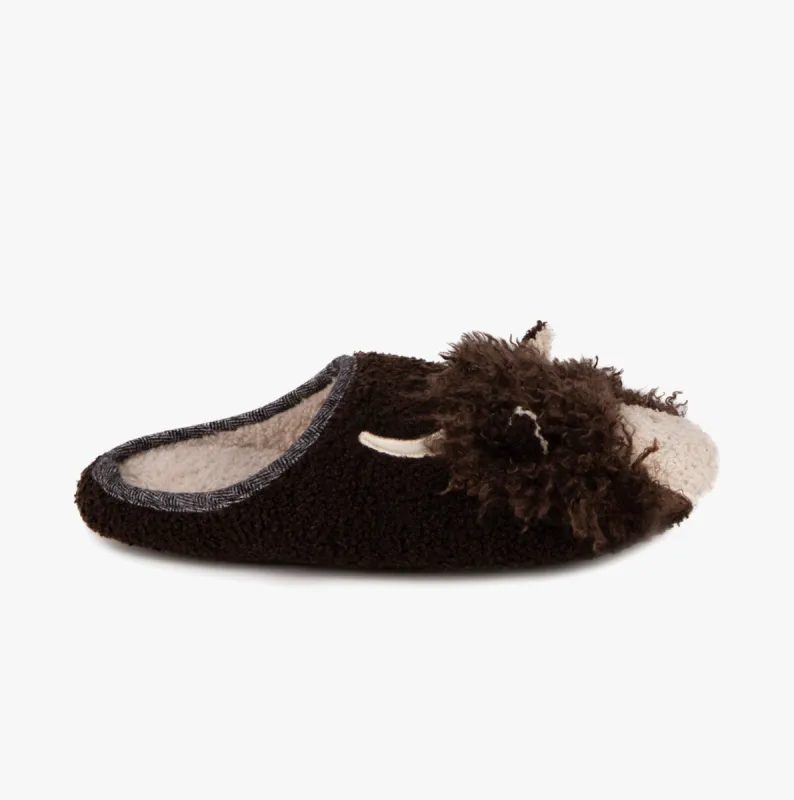 Totes Toasties NOVELTY APPLIQUE MULE Slippers Mens Brown sold by House of Slippers