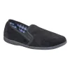 Sleepers WILSON Mens Twin Gusset Slipper Black Plush Velour sold by House of Slippers