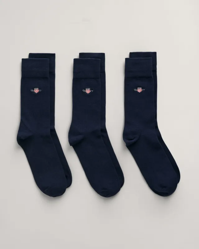 GANT SHIELD Mens 3-Pack Socks Evening Blue sold by House of Slippers