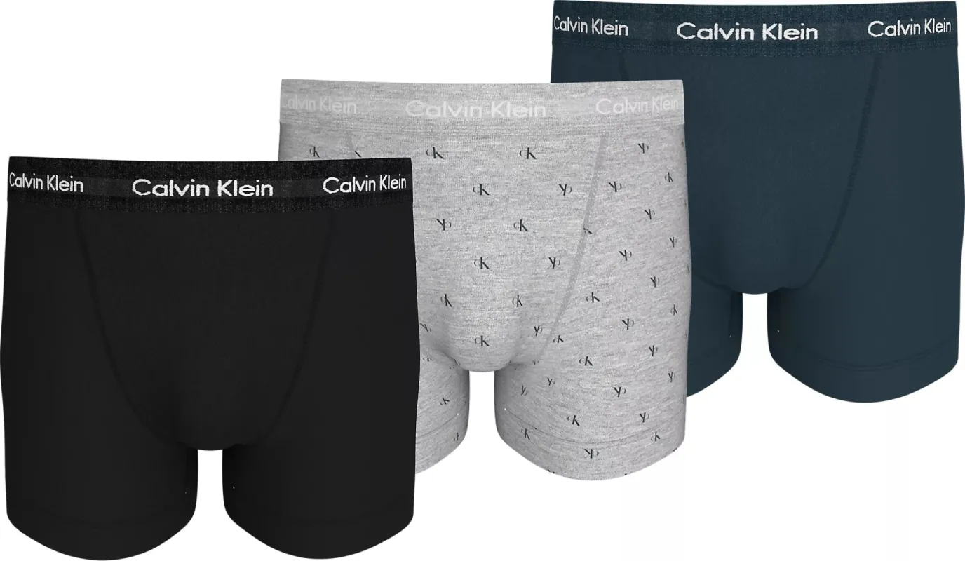 Calvin Klein COTTON STRETCH Mens 3 Pack Trunks Multicoloured sold by House of Slippers